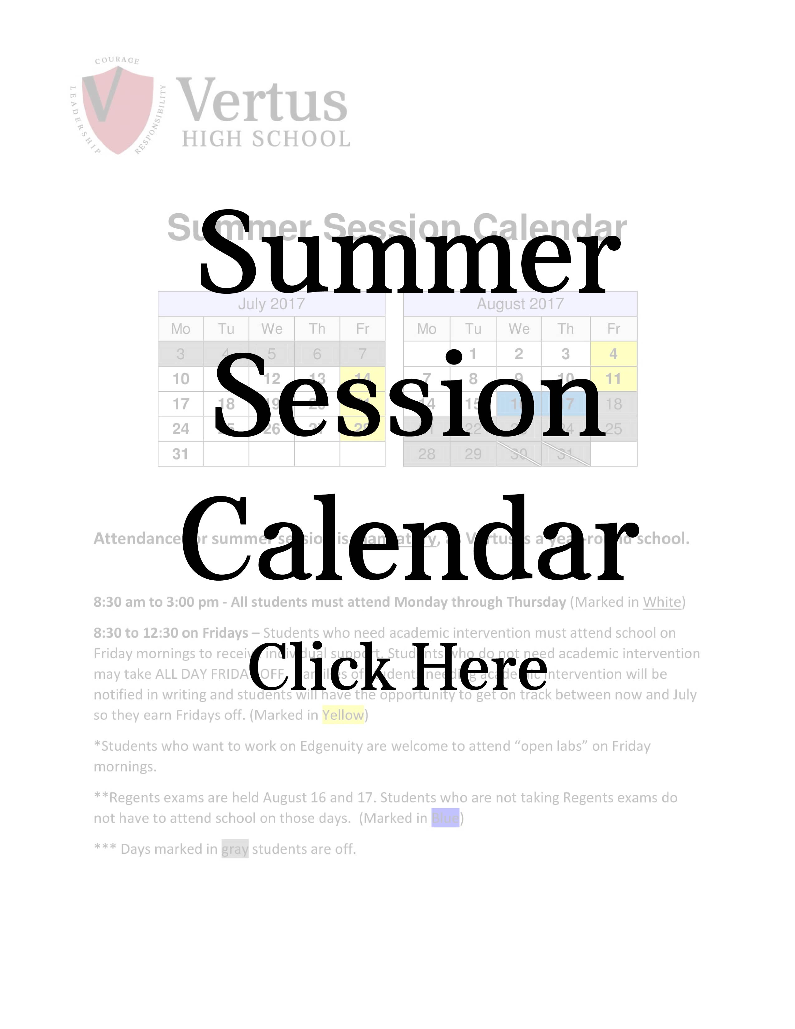 Calendars Vertus High School